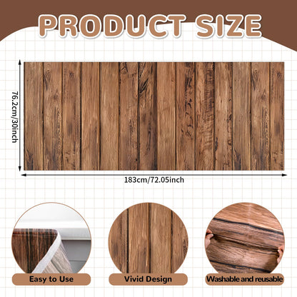 6FT Brown Wood Table Skirt Teacher Desk Skirt Classroom Table Cover for Back to School Decor Classroom Tables Cloths for First Day of School Supplies Office Bookcase Cabinet Decorations