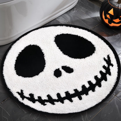 KGNN Jack Halloween Rugs Mat 2ft Round Non-Slip Cute Creepy Nightmare Bath Rug Bathroom Shower Floor Mat for Halloween Indoor Decor Nightmare Before Holiday Christmas Decorations