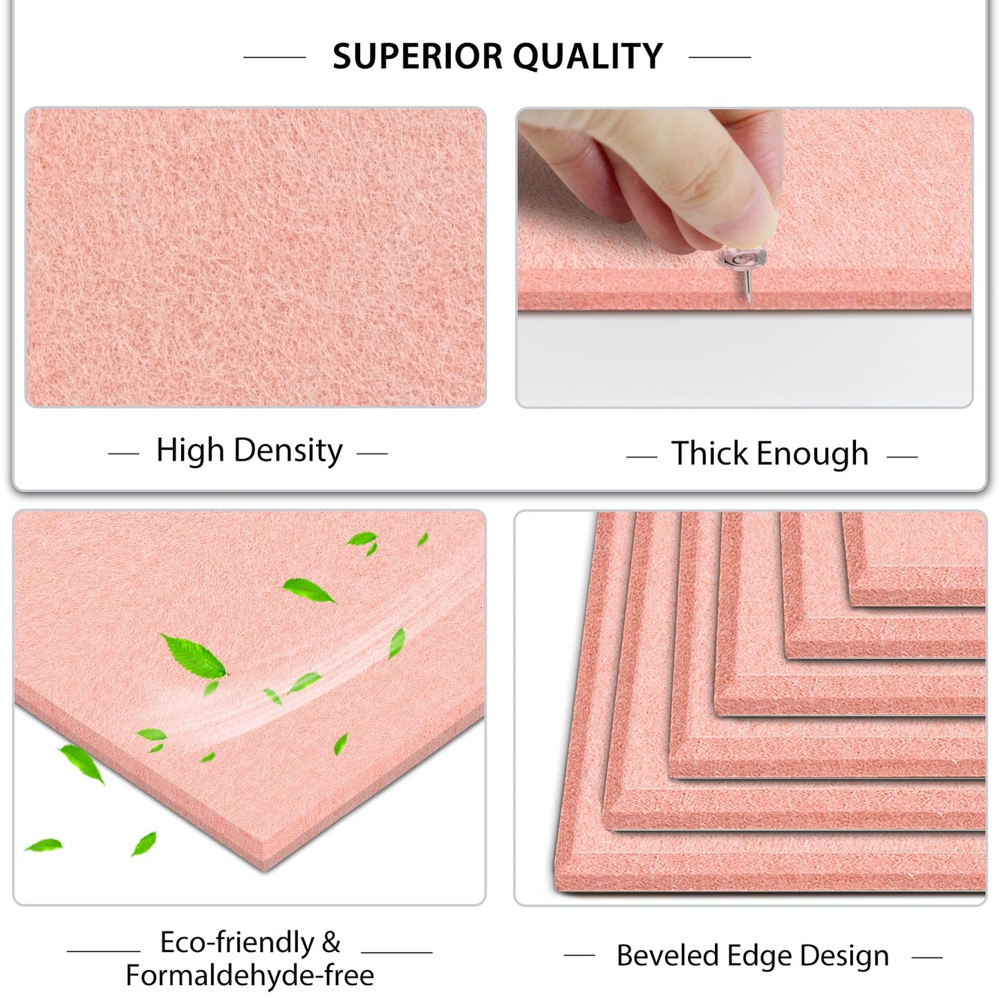 BXI Felt Bulletin Board - 36 X 24 Inches, 6 Pcs Self-Adhesive Decor Cork Boards with 30 Pushpins, Sturdy Acoustic Wall Panels for Office Work, Poster Pin Tiles for Teen Dorm Room Kitchen Classroom