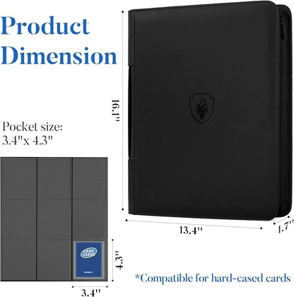 Fabmaker Top Load Binder Holds 360 Cards, Portable Card Binder with Retractable Handle, Side Loading Trading Card Storage for 3" x 4" Hard Card Sleeves, Collectible Case for Games, Sports Cards, Teal