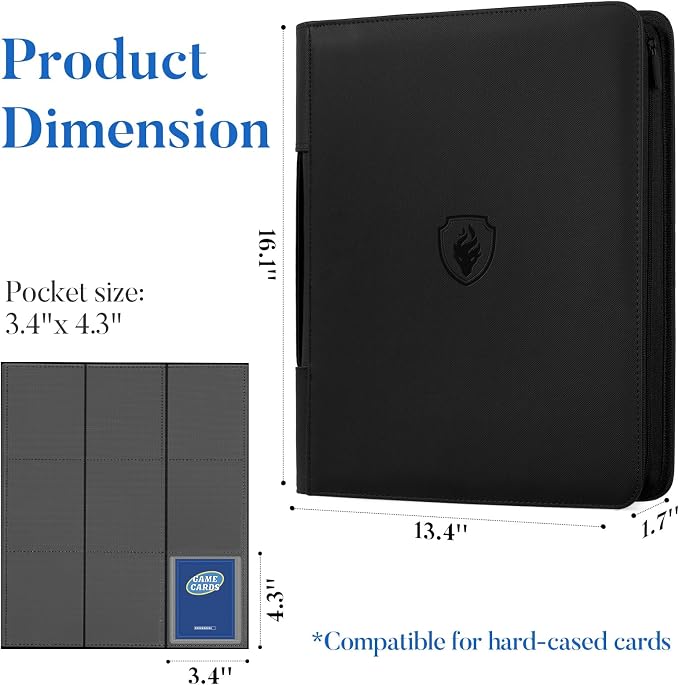 Fabmaker Top Load Binder Holds 360 Cards, Portable Card Binder with Retractable Handle, Side Loading Trading Card Storage for 3" x 4" Hard Card Sleeves, Collectible Case for Games, Sports Cards, Red