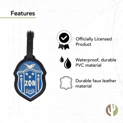 Desert Cactus Zeta Phi Beta Luggage Tag Fraternity (Faux Leather Crest Luggage Tag)
