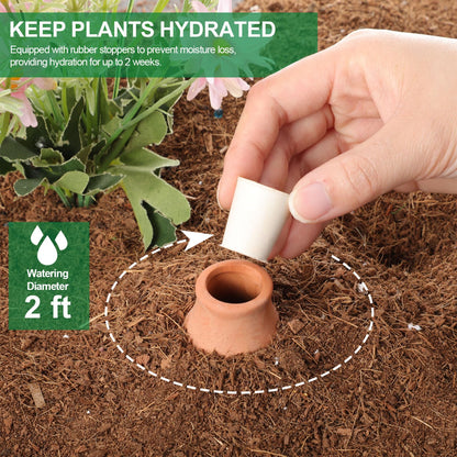 Acellegic 8 Pcs Ollas Terracotta Watering Pots Self-Watering Clay Plant Insert Spikes Globes Watering System for Garden Plants Outdoor Indoor Plants Irrigation with Rubber Stopper Easy to Refill