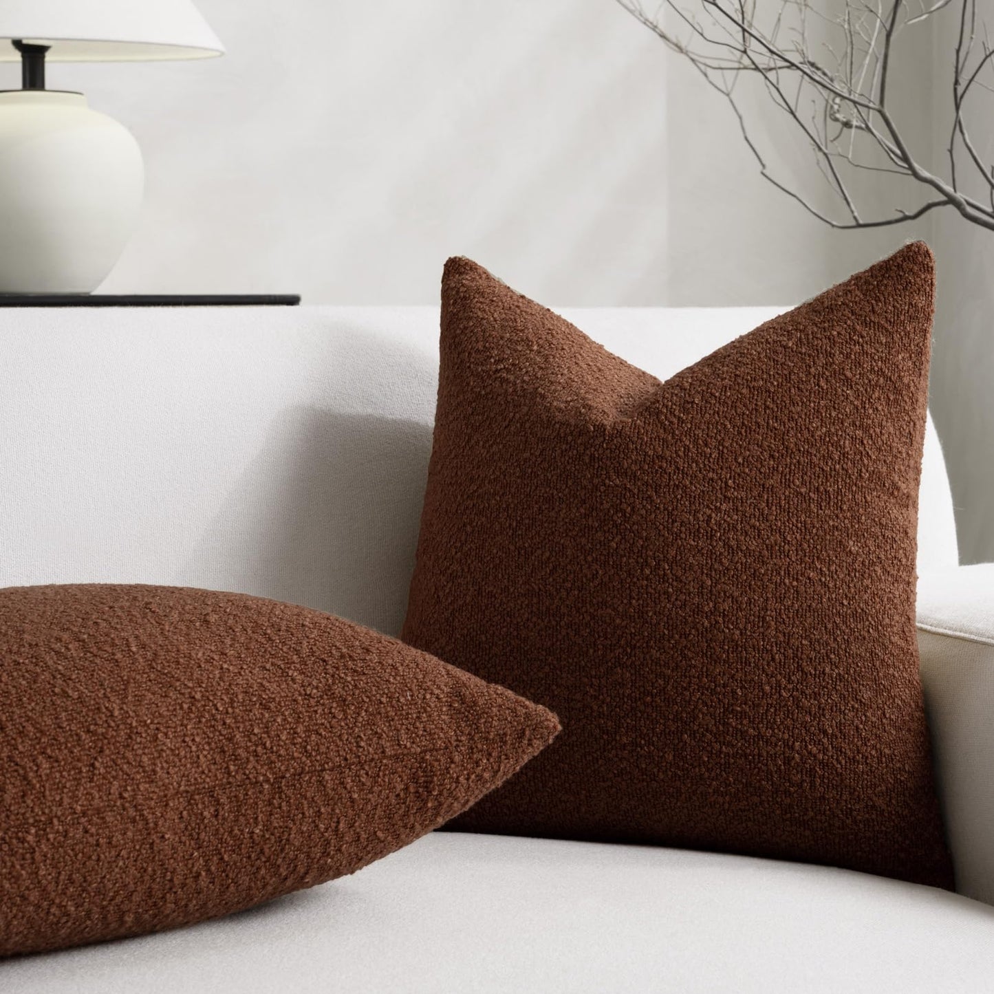 GRASiMOSY Fall Decorative Throw Pillow Covers 18 x 18 Inch, Set of 2, Thanksgiving Autumn Harvest Decor Boucle Cushion Pillow Cover for Couch Bedroom Sofa Living Room, Burnt Orange