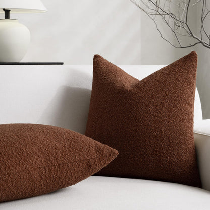 GRASiMOSY Fall Decorative Throw Pillow Covers 18 x 18 Inch, Set of 2, Thanksgiving Autumn Harvest Decor Boucle Cushion Pillow Cover for Couch Bedroom Sofa Living Room, Burnt Orange
