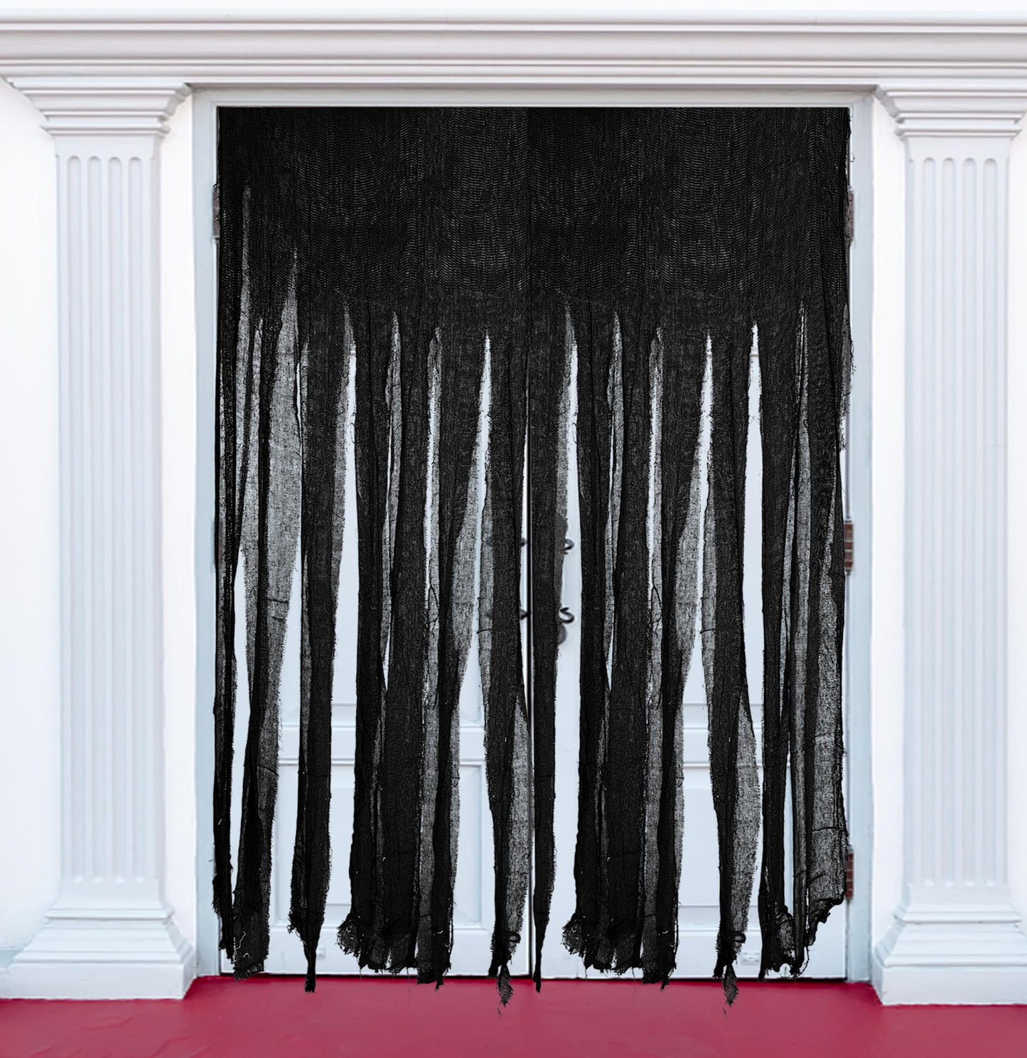 Sfcddtlg 2 Pcs Halloween Black Doorway Curtain- 85 x 59 Inch Extra Large Creepy Door Curtain Decorations- Scary Spooky Cloth for Halloween Party Haunted House Decoration