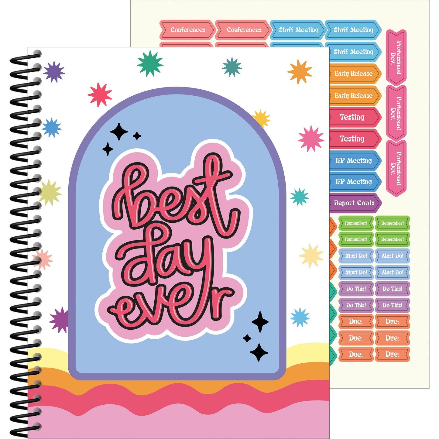 Carson Dellosa Retro Remix Teacher Planner 2026-2027, Undated 8" x 11" Lesson Plan Book With Retro Stickers, Class Schedule, Weekly Calendar, Homeschool & School Supplies, Groovy Classroom Must Haves