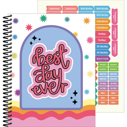 Carson Dellosa Retro Remix Teacher Planner 2026-2027, Undated 8" x 11" Lesson Plan Book With Retro Stickers, Class Schedule, Weekly Calendar, Homeschool & School Supplies, Groovy Classroom Must Haves