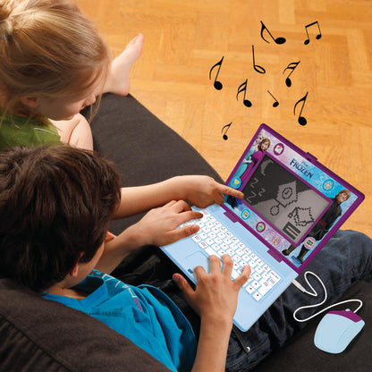 Lexibook, Frozen, Bilingual and Educational Laptop Spanish/English, Toy for Children, 170 Activities to Learn, Play Games and Music, Large Screen, Purple/Blue, JC599FZi2