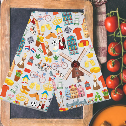 G2TUP Dutch Windmill Hand Towels Dutch Canal Houses Gifts Netherlands Kitchen Towels Tulips Dam Square Building Gifts Holland Culture Gift (Milkdanche kt)
