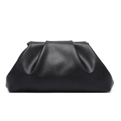 YUWITA Soft PU Leather Clutch Purses for Women Formal Elegant Luxurious Evening Bag (Black)
