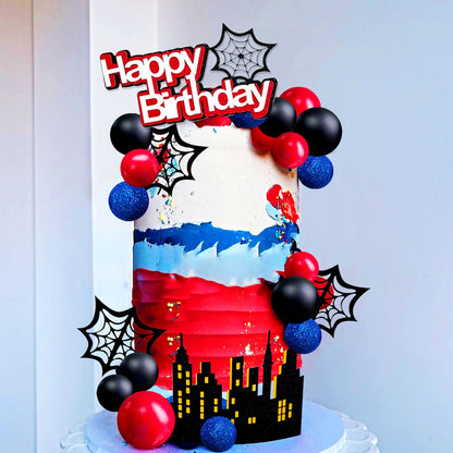 48Pcs Superhero Birthday Cake Decoration Superhero Party Favors Cupcake Cake Decoration Spider Cake Decoration