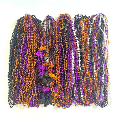 YSPPF 102 Pcs with 5 Styles Halloween Themed Set Beads Necklaces Orange Black Purple White Halloween Pirate Festival Bead Necklaces Party Supplies