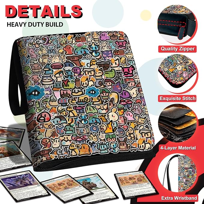 440 Card Binder 4 Pocke 3-Ring Trading Card Binder with 55 Page Removable Sleeves, High Storage Trading Card Holder Collection Card Album Carrying Organizer Case for TCG Cards-red