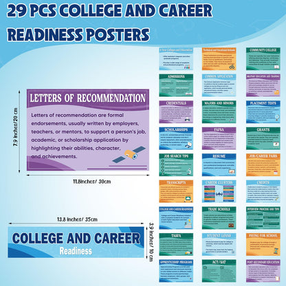 Outus 29 Pcs College and Career Readiness Posters Bulletin Board Kits for High School Classroom Decorations College Jobs and Career Interactive Bulletin Board Set Higher Educational Poster(Soft)