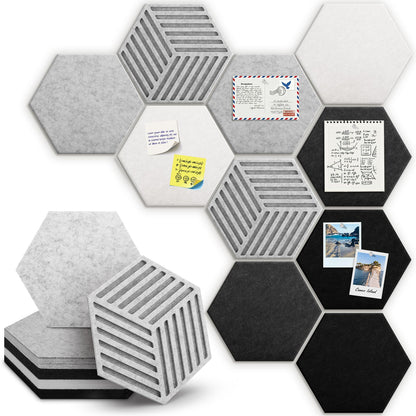 Hexagon Large Cork Bulletin Board Tiles, Peel and Stick Felt Wall Panels for Vision, Message Center, Picture and Prayer Board for Office, Dorm, Room and Desk Decor(Concrete Echo)