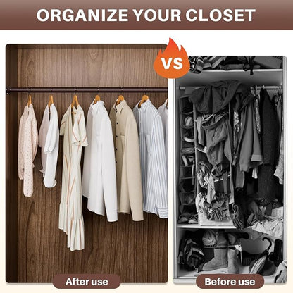SUTINE Closet Rod - Closet Rods for Hanging Clothes, 17 to 53 inch Adjustable Closet Hanging Rod, Heavy Duty Clothes Rod Clothing Bar, Closet Poles for Hanging Clothes for Wardrobes, Shower Curtain