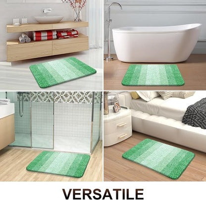 OLANLY Small Bathroom Rugs Mat 24x16, Extra Soft Absorbent Microfiber Bath Rugs, Rubber Backing, Quick Dry, Machine Washable Bath Mats for Bathroom Floor, Tub and Shower, Home Decor Accessories, Green