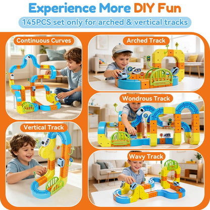 Electric Train Set for Kids Ages 3-8, 242Pcs 3D Flexible Race Track Toy, Gravity-Defying 360° Loop Building Set, STEM DIY Railroad Learning Toy Gift for Toddlers Boys Girls