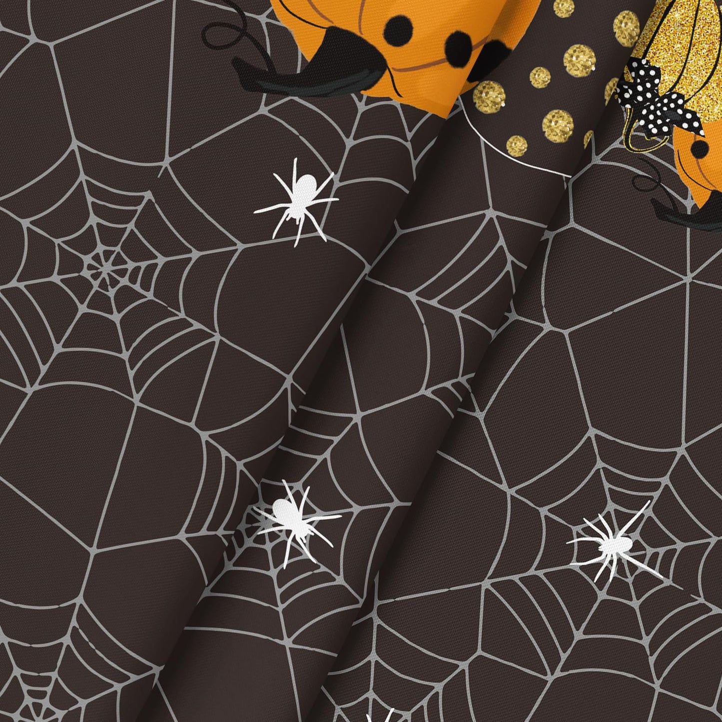 Horaldaily Halloween Tablecloth 70x70 Inch Round, Jack-O-Lantern Pumpkin Cobweb Scary Themed Black Washable Table Cover for Party Picnic Dinner Decor