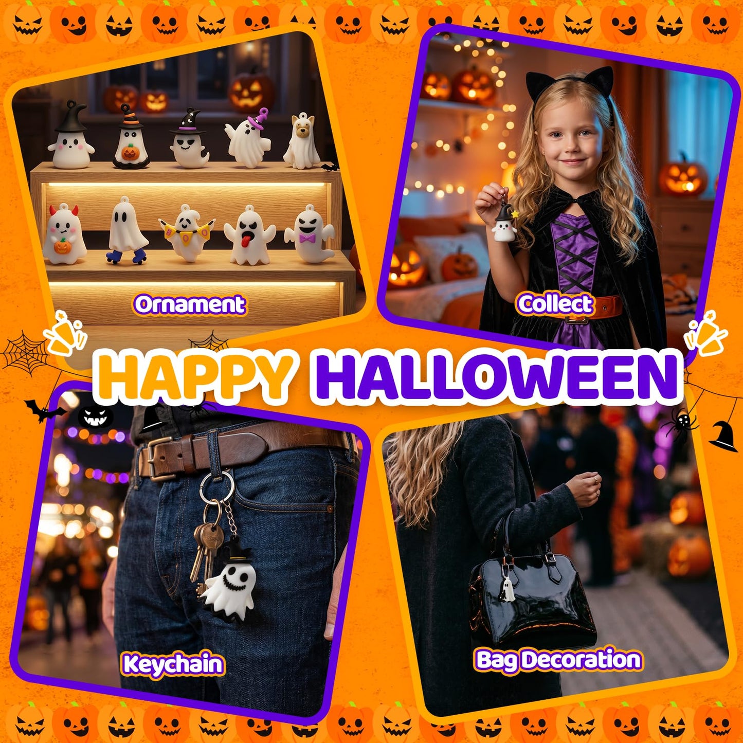 ONLYMISS Halloween Ghost Figures Party Favors Gifts, Goodie Bag Stuffer for Kids Boys Girls in Treat of Treating from Adult, Halloweens Exchange Gifts with 24 Pcs Collectible Ghost Figurines Toys