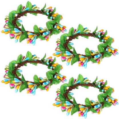 Yardwe 4 Pcs Easter Candle Rings Wreaths Artificial Spring Mini Pip Berry Wreath for Pillar Candles Rustic Farmhouse Table Centerpiece Kitchen Cabinet Decor Ring Holder