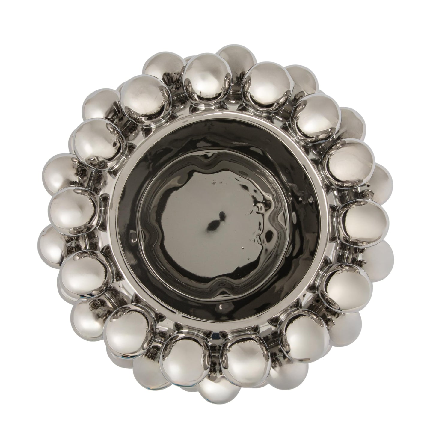 Bloomingville Stoneware Planter with Balls, Chrome Finish