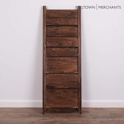Ladder Shelf - Wooden Ladder Bookshelf - Leaning Bookshelf - Rustic Bookcase - Folding Bookcase (Dark Brown Ladder Shelf)