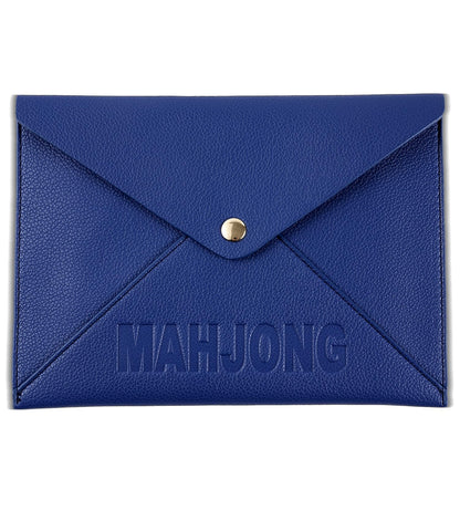 Vegan Leather Mahjong Card Sleeve Holder, Fits Most Mahjong Cards, Line Readers & Shuffler Cards, Gift Box Included, Perfect Mah jong Gift & Accessories for Men Women (Navy Blue, 8.6 * 6.3 in)