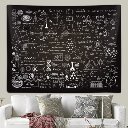 Classroom Tapestry for Science Lab Backdrop Decorations, Math Science Theme Table Cloth Tapestries Wall Hanging for Bedroom College Dorm Living Room School Decor 80X60", Education Poster Blanket