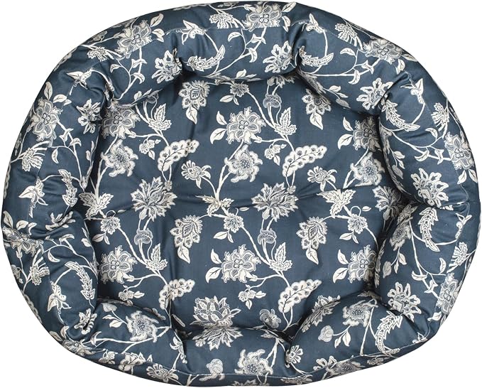 Fringe Studio INDIENNE Coastal Blue 29" W x 24" D x 9" H Medium Round Cuddler 100% Cotton Canvas Exterior, Machine Washable, PetShop Collection (215016)