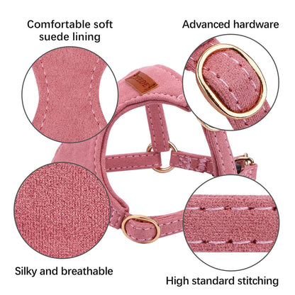 CHEDE No Pull Puppy Harness and Multifunction Dog Leash Set- 8 Colors Soft Adjustable No Choke Escape Proof Cute,Lightweight Pet Vest Harness for Small and Medium Dog (XS, Antique Pink)