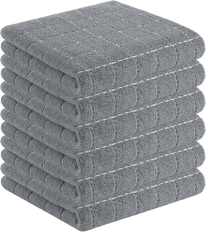 Homaxy 100% Cotton Terry Kitchen Towels, Checkered Designed, Soft and Super