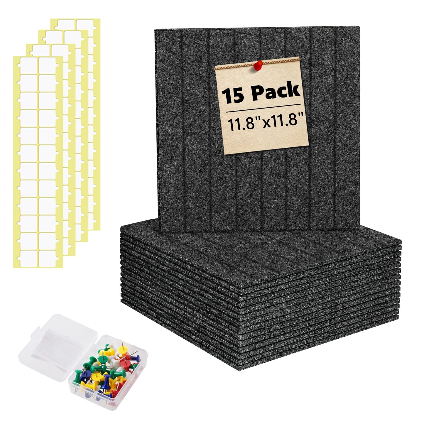 Large Bulletin Board 59" X 36" Cork Boards for Wall Alternative 15 Pack Grey Fine-Stripe Felt Bulletin Board 96 Safe Adhesive 35 Push Pins for Office School Home Room Decor