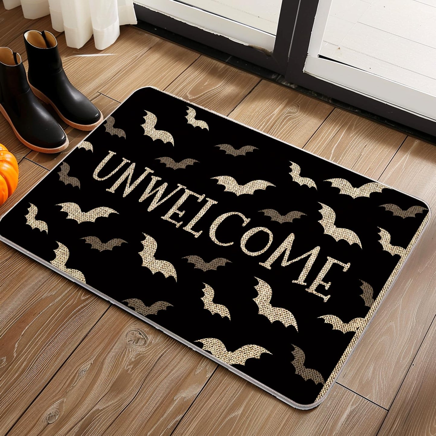 GAGEC Halloween Door Mat Unwelcome Outdoor Rug Bathroom Doormat Entrance Rugs Farmhouse Home Kitchen Decoration Floor Front Door Mats 17 x 27 Inch