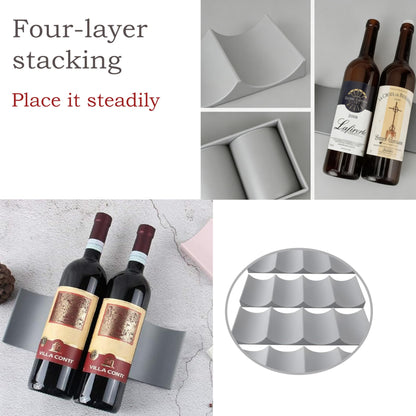 HMDIUM 4Pcs Freestanding Wine Rack Cabinet - Wine Bottle Storage Cabinet Insert Bottle Holder for Kitchen Pantry - Stackable Wine Storage Organizer for Countertop Fridge