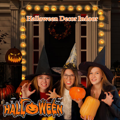 Halloween Lights,20FT 40 LEDs Holiday String Lights for Indoor Outdoor Decor,Battery Operated 8 Mode Waterproof Pumpkin String for Party Decorations