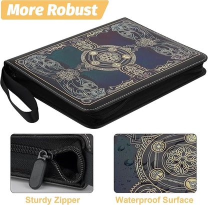720 Pockets Round Ring Trading Card Binder, 9-Pocket Clear Zipper Card Album with Wrist Strap, Holds 720 Standard TCG Cards Compatible with Sports Baseball Football Game Cards (Black Purple)
