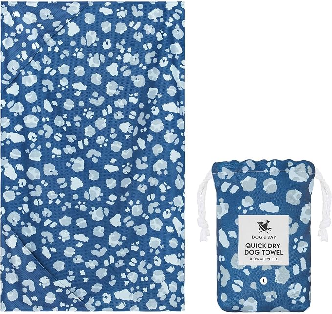 Dock & Bay Pet Towel - Super Absorbent & Quick Drying Dog Towels with Bag - 100% Recycled - K9 Camo, Medium (90x50cm, 35x19)