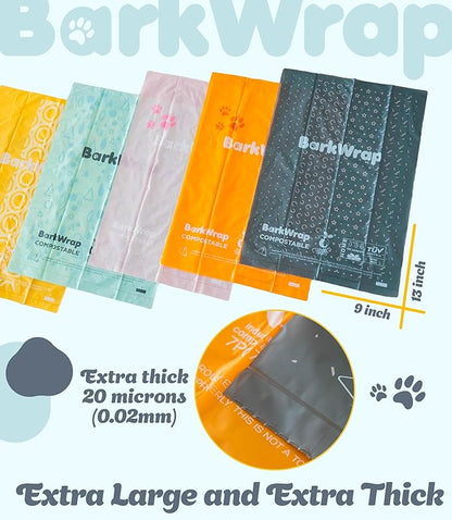 Biodegradable Compostable Dog Poop Bags Rolls – 240 Bag Extra Thick Plant Based Leak-Proof Dog Waste Bags, Easy Open, Certified Home Compostable Earth Friendly 10% To Charity