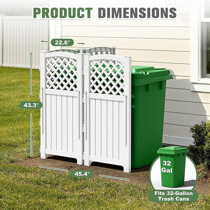 Greesum Outdoor Air Conditioner Fence, Privacy Screen 4 Panels for Trash Can Enclosure&Pool Equipment, White