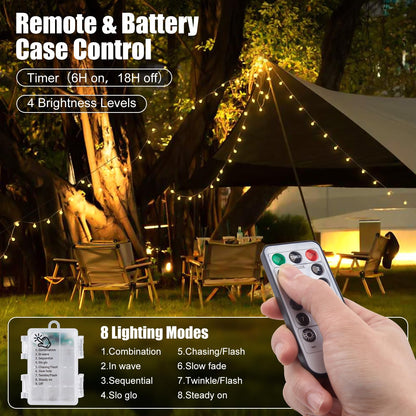 Minetom 2 Pack Globe String Lights Battery Operated, Totally 120 LED Fairy Lights with Remote, Waterproof for Indoor Outdoor Bedroom Classroom Dorm Camping Canopy Wedding Xmas Decor, Warm White