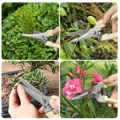 6PCS Premium garden shears, pruning scissors gardening tools, pruners for flower, bushes, rose and fruit tree, use for florist, yard and orchard the plant clippers, sharp steel anvil snips (white, 6)