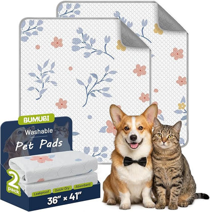 Washable Dog Pee Pads - Absorbent Reusable Puppy Training Pads, Waterproof Leak - Proof & Non - Slip for Crate Whelping Potty Training 36x41 (Pack of 2)