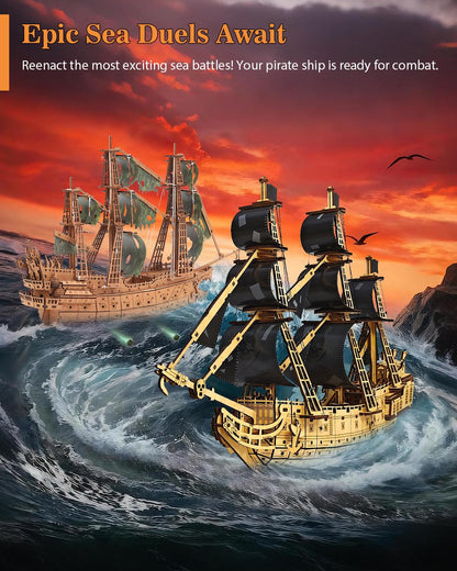 Pirate Ship 3D Wooden Puzzle for Adults - Ideal Christmas or Thanksgiving Gift for Model Enthusiasts 3D Puzzles for Adults