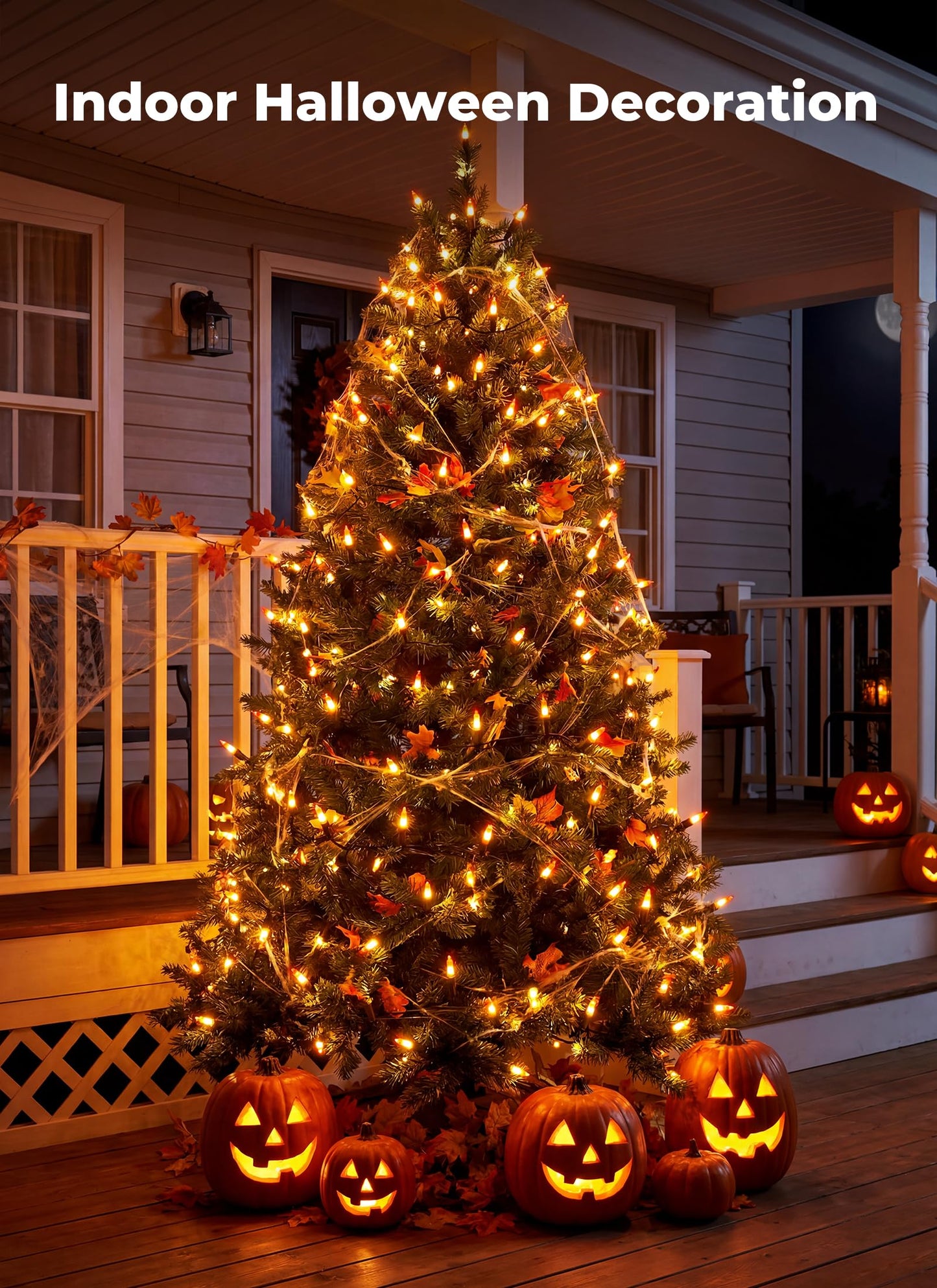 Minetom 100-count 25Ft.Yellow & Orange Candy Corn Incandescent Mini Halloween String Lights for Outdoor & Indoor Halloween Decoration, Waterproof & Connectable