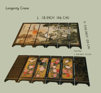 APERFECT Decorations for The Home, 6 Panel Divider, Mini Folding Screen, Chinese Lacquerware, Mini Desktop Folding Screen, Feng Shui Ornaments, Oriental Gift, Business Gift