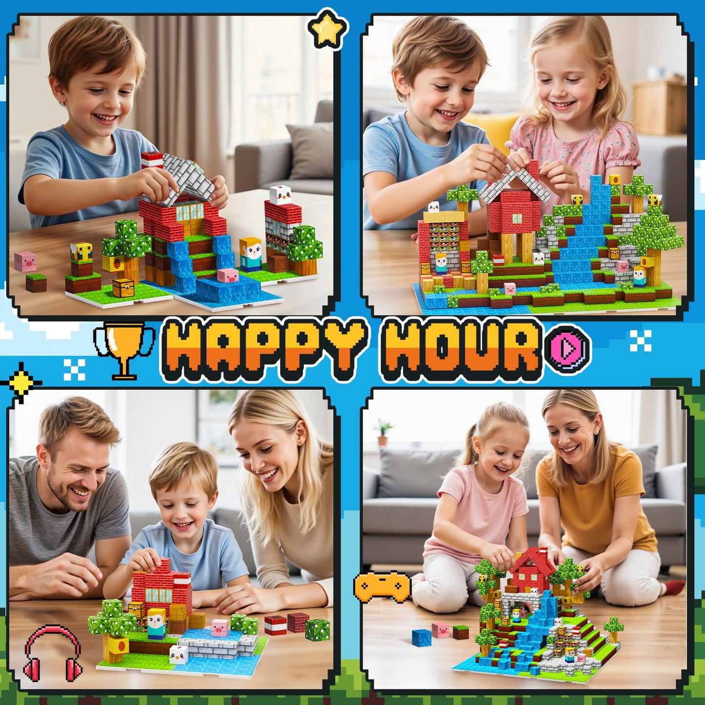 Magnetic Blocks - Magnetic Building Toys 100PCS with 4PCS Bases, Travel Magnetic Tiles Game for Kids, Mini Magnetic Tiles for Toddler Boys Age 3-5 4-8 8-12, STEM Sensory Outdoor Travel Toys Gifts