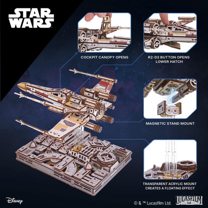 UGEARS Star Wars ™ Luke Skywalker’s X-Wing Starfighter ™ Wooden 3D Puzzles for Adults – Mechanical Wood Model Kits, Star Wars Model Kit, DIY 3D Puzzle, Hobby for Adults, Brain Teaser