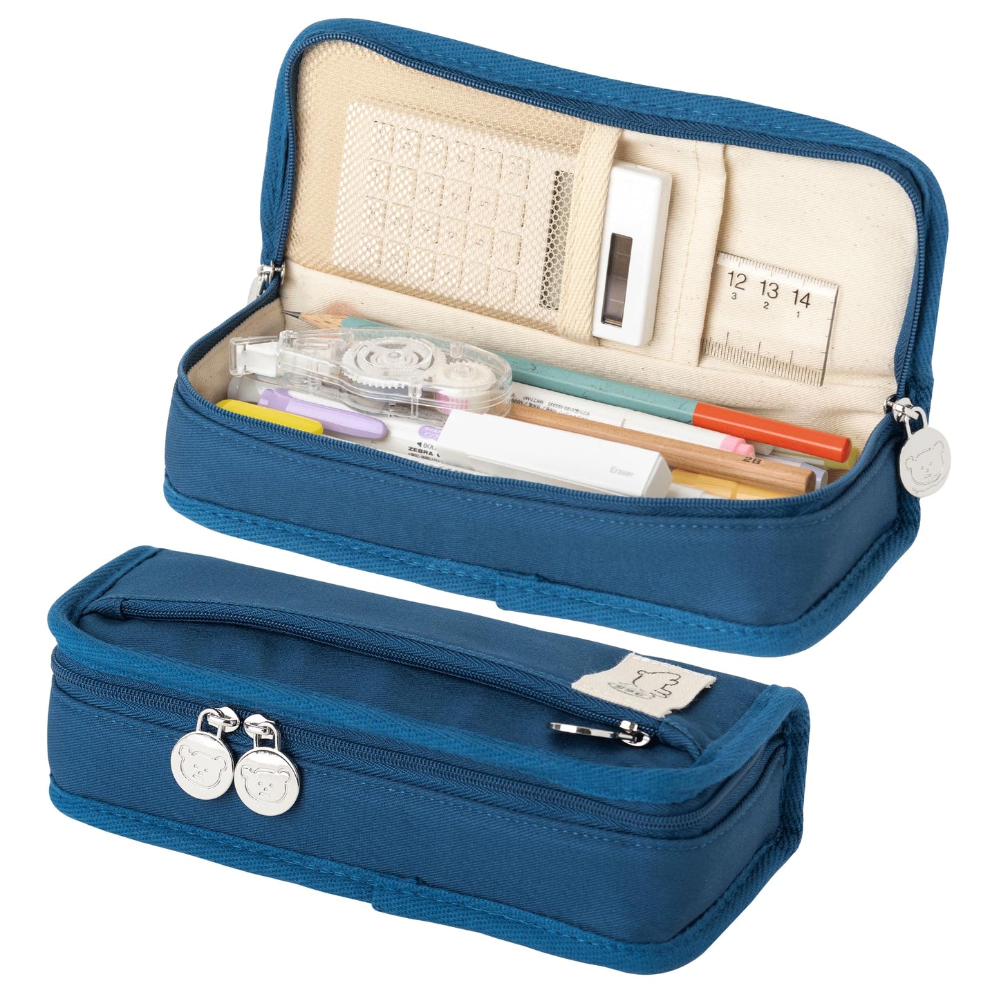 brunch brother Daily Blue Pencil Case, Large Capacity Pencil Pouch with Ample Storage, Simple Design for Students and Professionals